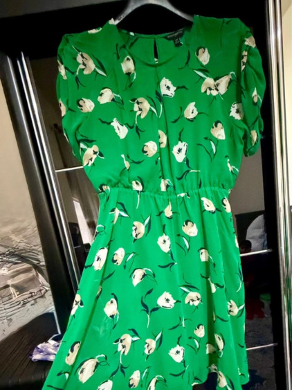 Banana Republic Green Floral Short Sleeve Dress